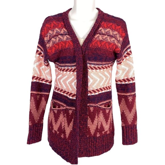 Mossimo Sweaters - Womens Mossimo Sz L Multicolor Open Cardigan Long Sleeve Knit Sweater